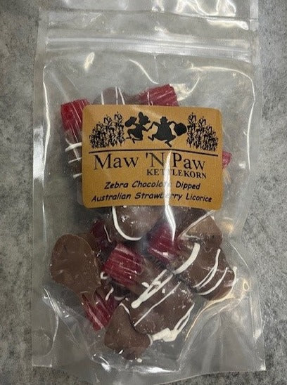 Zebra Chocolate Dipped Strawberry Australian Licorice – Maw N Paw